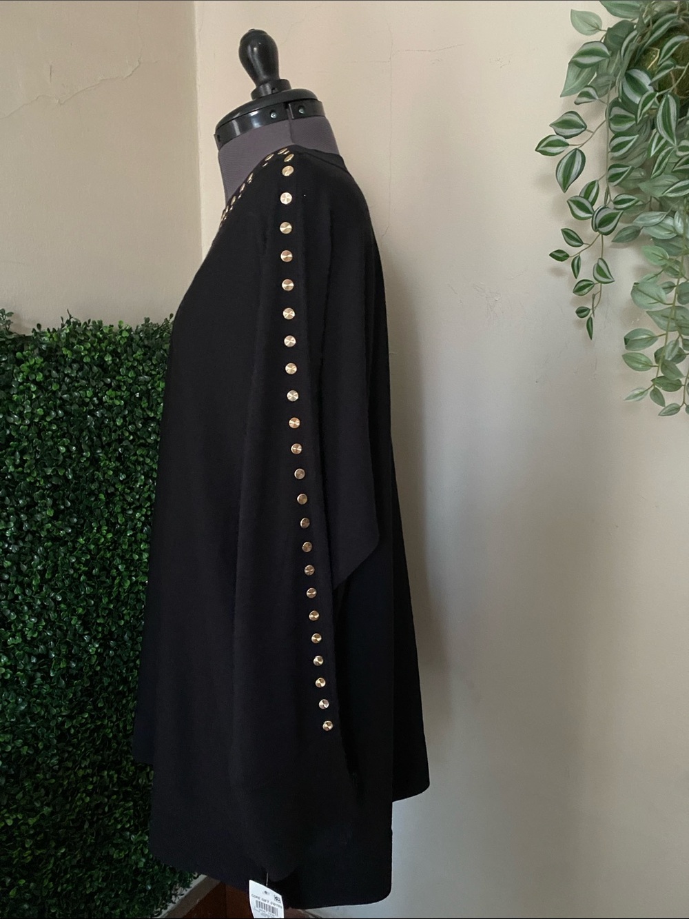 INC International Concepts Black Long-Sleeve Top with Gold Studs - Picture 3 of 8